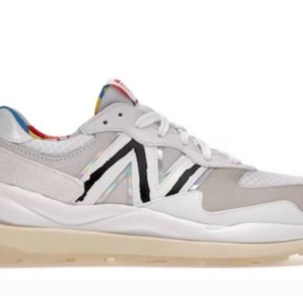 New Balance 5740 White, Gray & Black Sneaker with Rainbow Lining